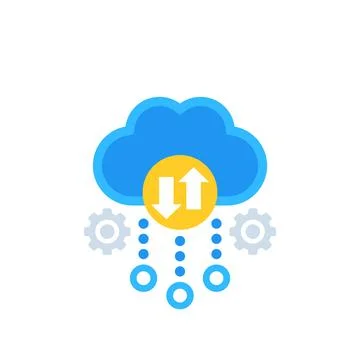 Cloud storage service, data transfer Stock Illustration