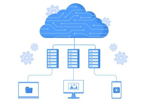 Cloud Storage Service Illustration for Hosting or Data Center, Online File Do Stock Illustration