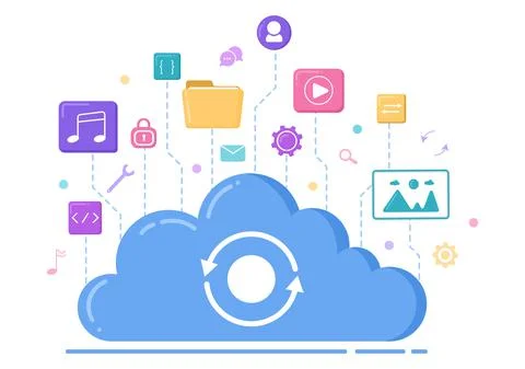 Cloud Storage Service Illustration for Hosting or Data Center, Online File Do Stock Illustration
