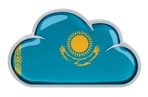 Cloud storage service in Kazakhstan, 3D rendering Stock Illustration