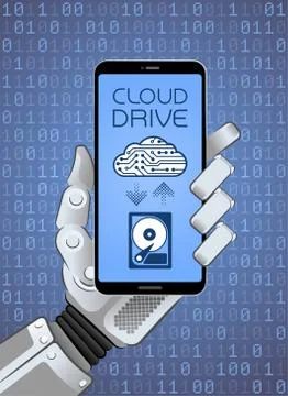 Cloud Storage Service Via Mobile App Stock Illustration