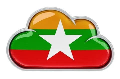Cloud storage service in Myanmar, 3D rendering Stock Illustration