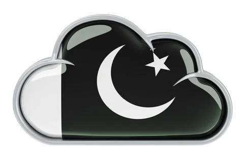 Cloud storage service in Pakistan, 3D rendering Stock Illustration