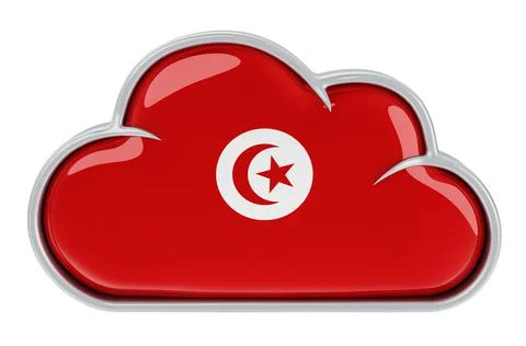 Cloud storage service in Tunisia, 3D rendering Stock Illustration