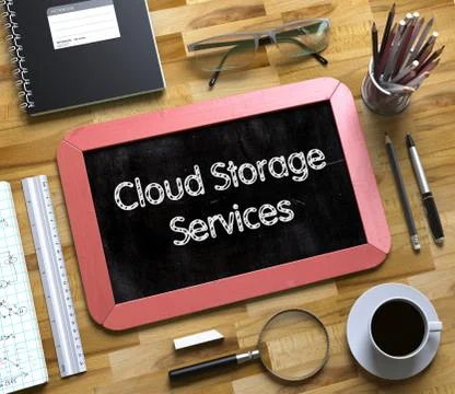 Cloud Storage Services - Text on Small Chalkboard 스톡 일러스트