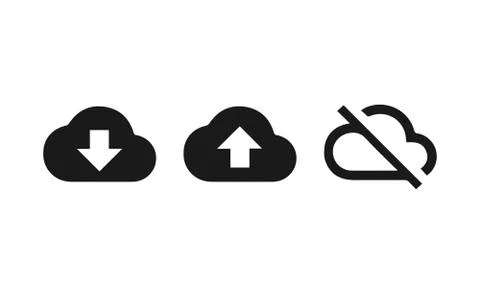 Cloud storage set. Download unload and off. Flat style symbol. Vector EPS 10 Stock Illustration