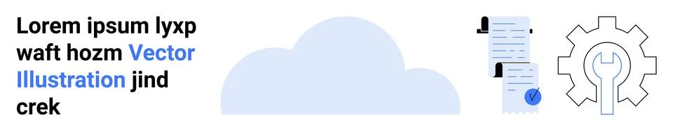 Cloud Storage Setting and Document Management Concept with Gear and Files 스톡 일러스트