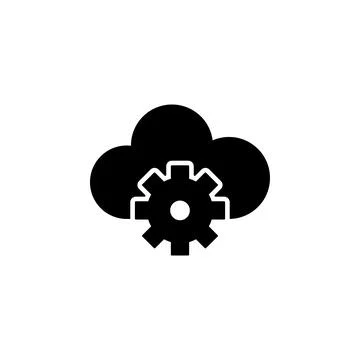 Cloud Storage Settings Flat Vector Icon Stock Illustration