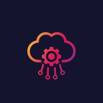 Cloud storage settings, hosting configuration vector icon Stock Illustration