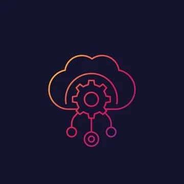 Cloud storage settings line icon Stock Illustration