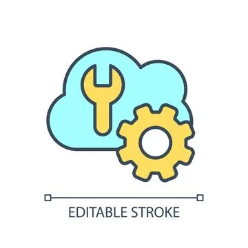Cloud storage settings RGB color icon Illustrazione stock