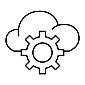 Cloud storage settings thin line icon. Cloud with gear vector illustration Illustrazione stock