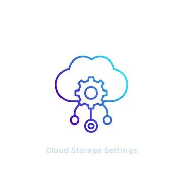 Cloud storage settings vector line icon Stock Illustration