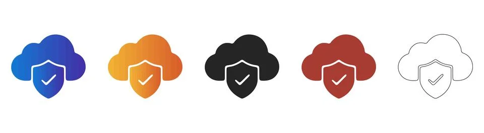 Cloud storage shield icon for secure data Stock Illustration