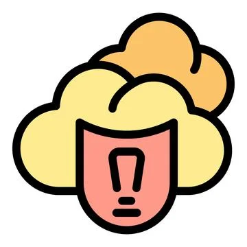 Cloud storage showing warning using exclamation mark on tongue Illustrazione stock
