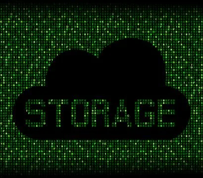 Cloud storage silhouette on hex code illustration Stock Illustration