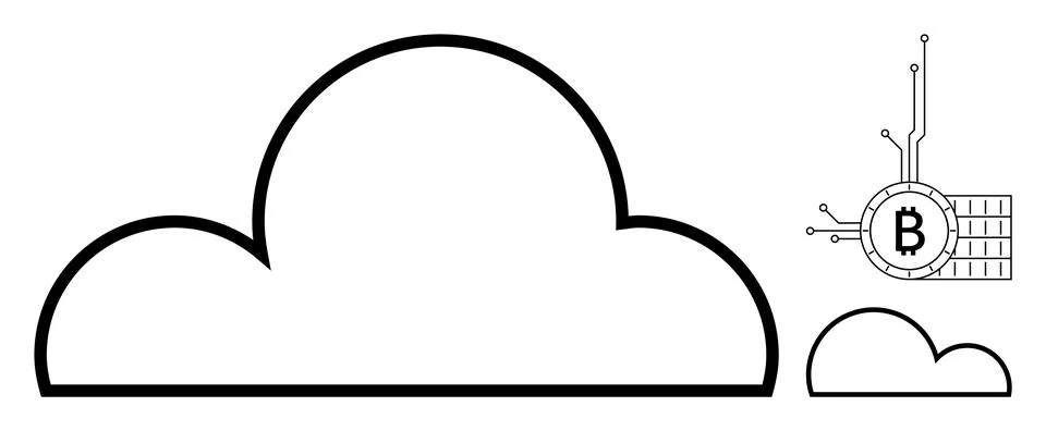 Cloud Storage Solutions with Bitcoin Integration and Technological Advancemen Stockillustratie