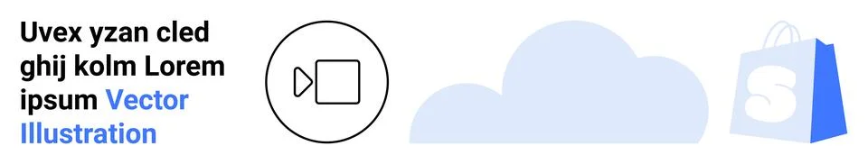 Cloud Storage Solutions with E-commerce and Video Integration and Sample Text Stockillustratie