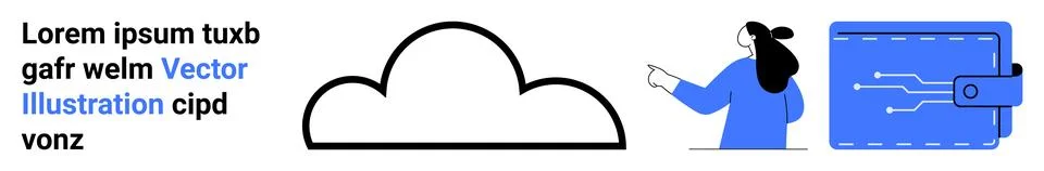 Cloud Storage Solutions with Secure Digital Wallet and Data Management Stock Illustration