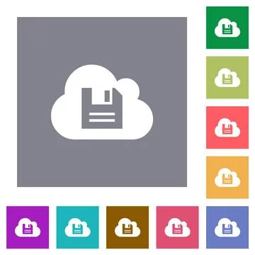 Cloud storage square flat icons 스톡 일러스트