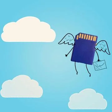 Cloud storage. storage evolution. memory card with clouds in sky Copyright... 스톡 사진