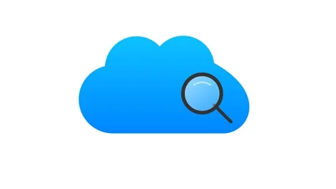 Cloud Storage Symbol with Scanning Magnifying Glass Blue Gradient Modern Loop Stock Footage 346611157