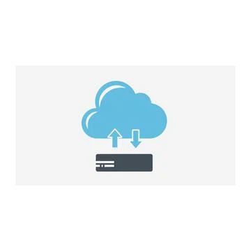 Cloud storage sync icon with server upload download Stock Illustration