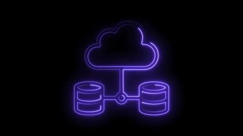 Cloud storage system network with database connection neon purple lights Stock Footage 322974968