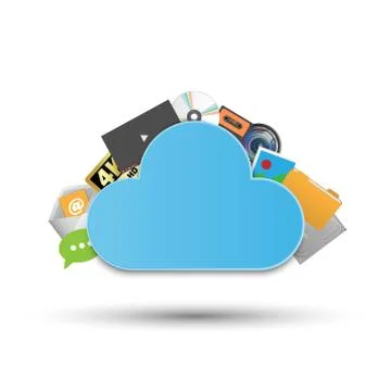 Cloud storage system technology concept, data backup concept Stock Illustration