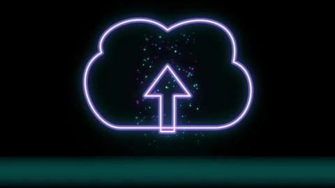 Cloud storage system with upload data animation, digital transformation tec.. Stock Footage 346780545