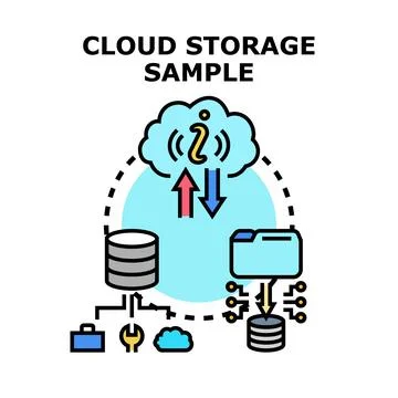 Cloud storage system uploading and downloading data concept Stock Illustration