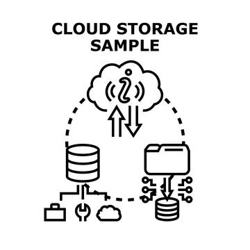 Cloud storage system uploading and downloading data concept Stock Illustration