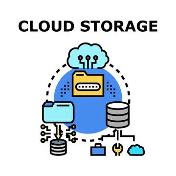 Cloud storage technology accessing data online network 스톡 일러스트