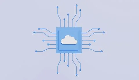 Cloud storage technology with cloud symbol on a microchip concept Stock Illustration