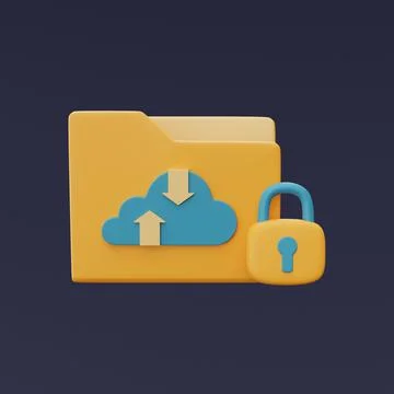 Cloud storage technology concept with blue cloud symbol on folder icon and pa Stock Illustration
