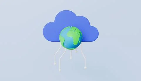 Cloud storage technology, global data sharing, online database, transfer data Stock Illustration