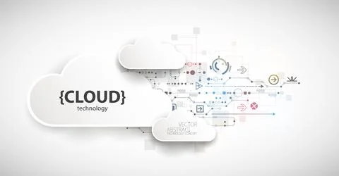Cloud storage technology. Integrated digital web concept background. Illustrazione stock