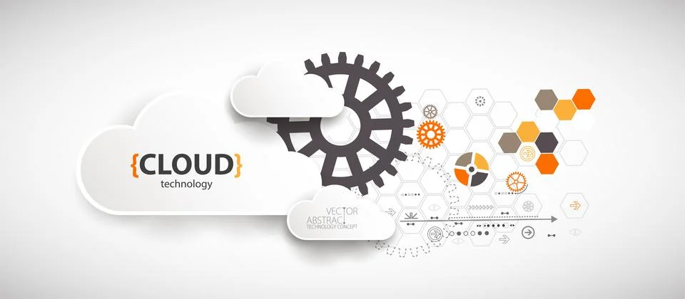 Cloud storage technology. Integrated digital web concept background. Stock Illustration
