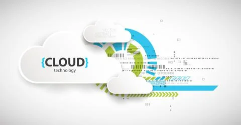 Cloud storage technology. Integrated digital web concept background. イラスト素材