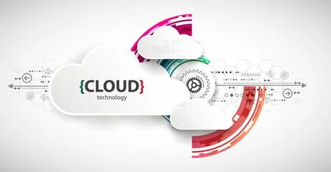 Cloud storage technology. Integrated digital web concept background. Stock Illustration