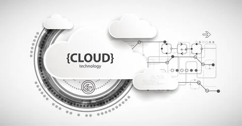 Cloud storage technology. Integrated digital web concept background. Stock Illustration