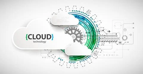 Cloud storage technology. Integrated digital web concept background. Stock Illustration