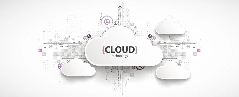 Cloud storage technology. Integrated digital web concept background. Stock Illustration