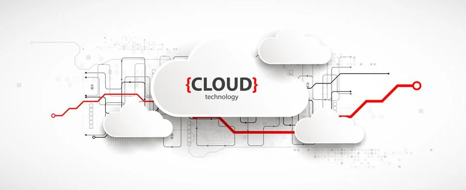 Cloud storage technology. Integrated digital web concept background. 스톡 일러스트