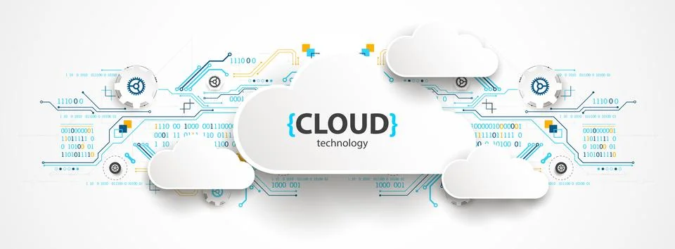 Cloud storage technology. Integrated digital web concept background. Stock Illustration