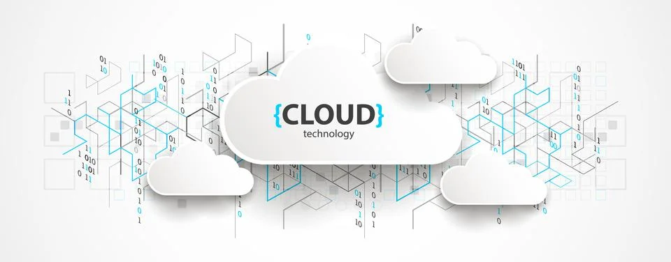 Cloud storage technology. Integrated digital web concept background. Stock Illustration