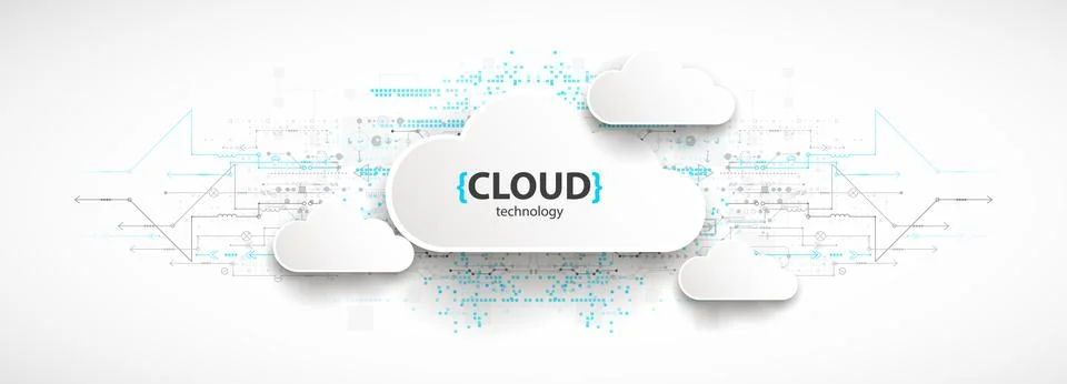 Cloud storage technology. Integrated digital web concept background. イラスト素材