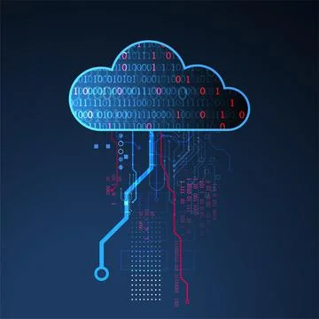 Cloud storage technology. Integrated digital web concept background. Stockillustratie