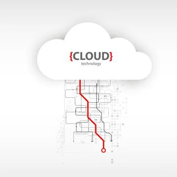 Cloud storage technology. Integrated digital web concept background. Stock Illustration