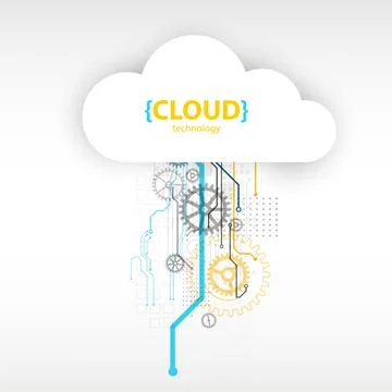 Cloud storage technology. Integrated digital web concept background. Illustrazione stock